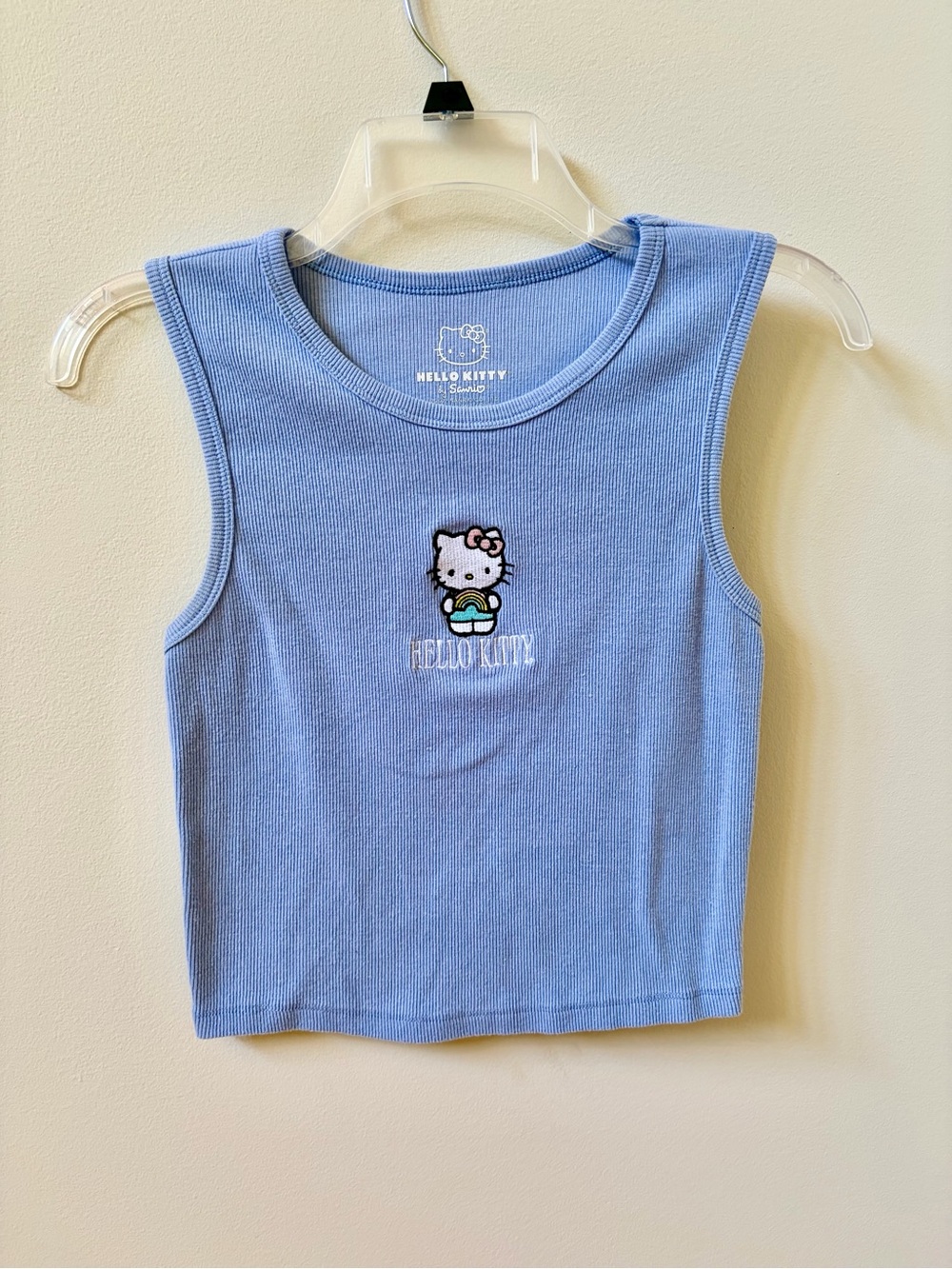 Hello Kitty Light-Blue Ribbed Tank Top